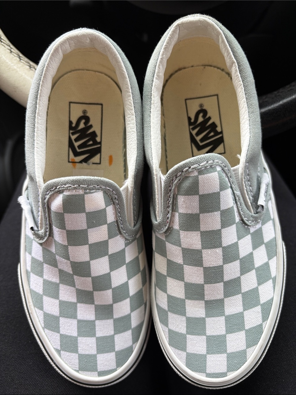Vans Kids Slip-On Checkerboard in Sage and White